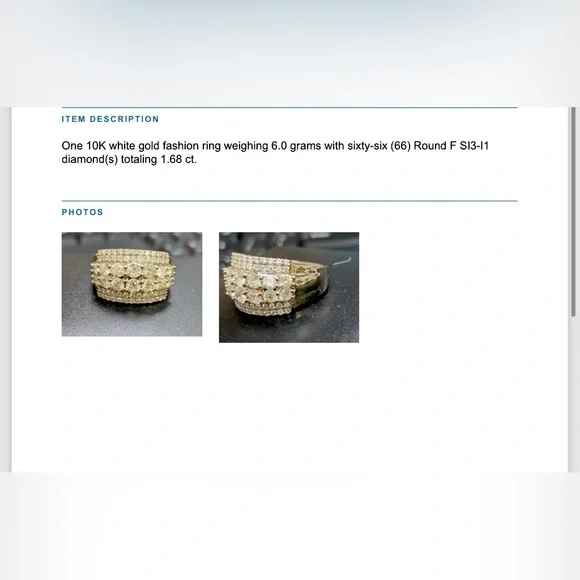 10 K white gold and diamond ring - Picture 3 of 5